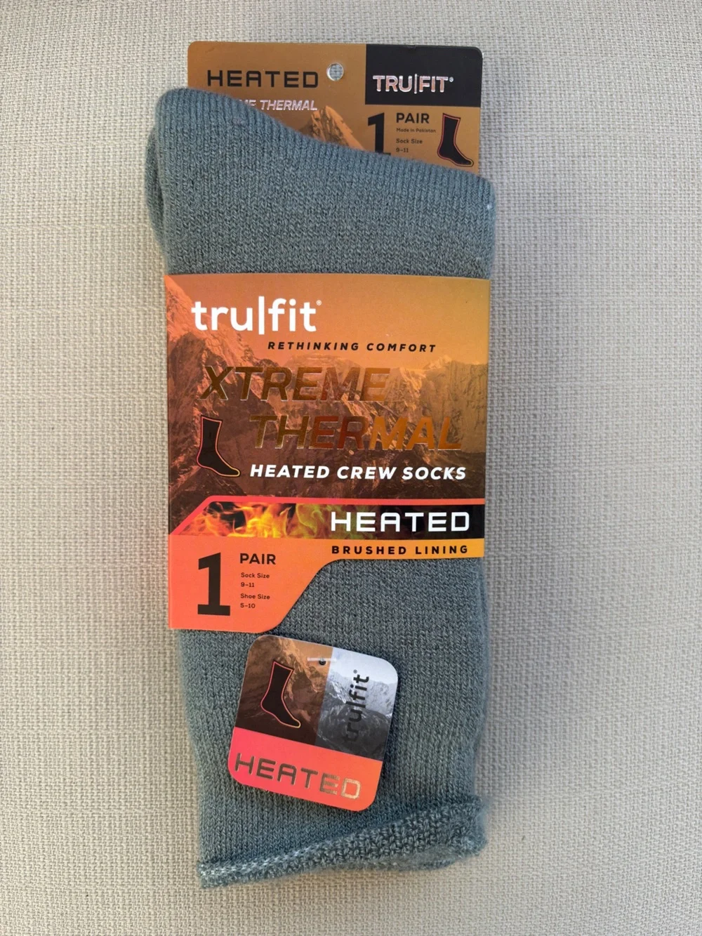 Trufit Xtreme Thermal Heated Crew Socks - Grey